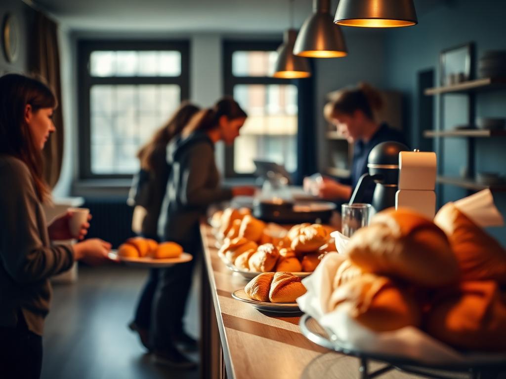 Breakfast at a hostel